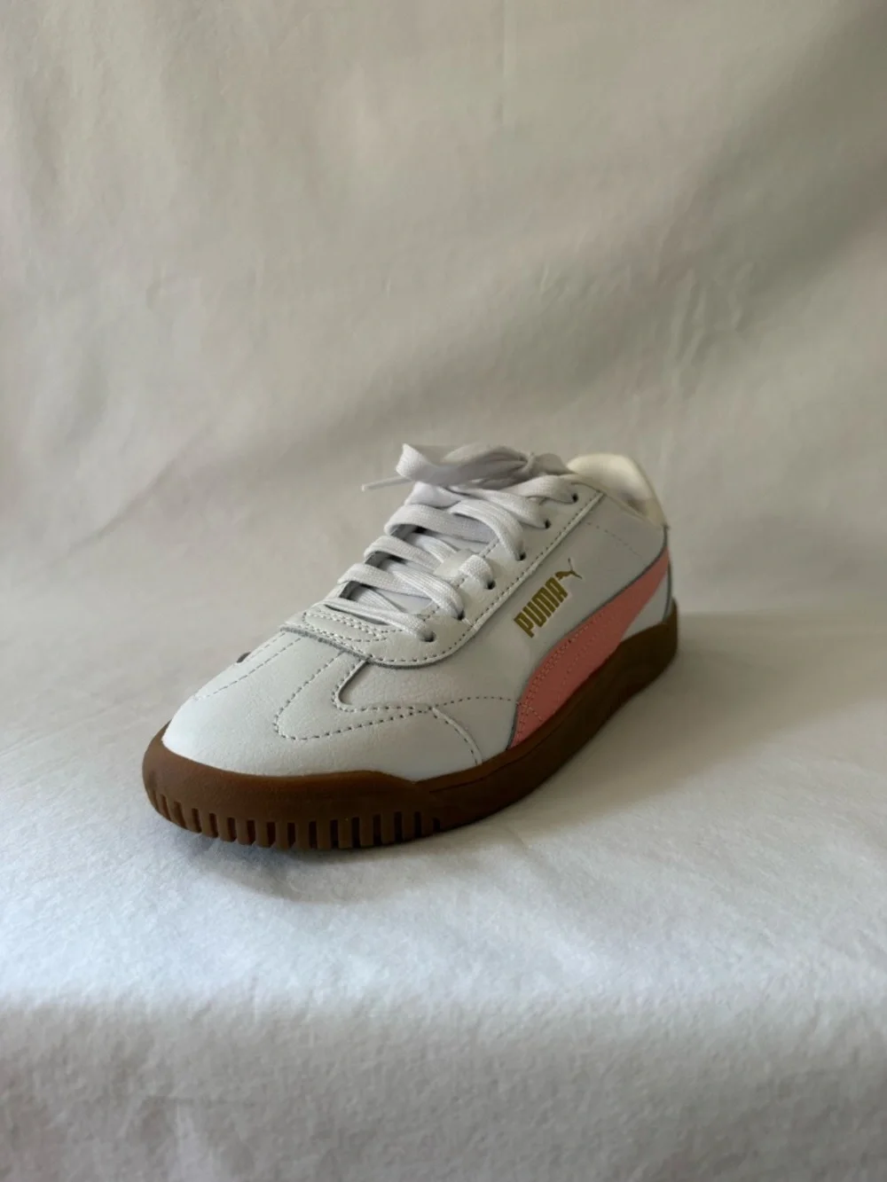 Puma White & Pink Gum Sole Low Top Sneakers